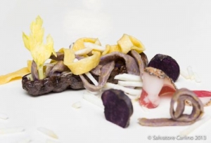 Cestino di patate viola con fettuccine gialle (foto di Salvatore Carlino)